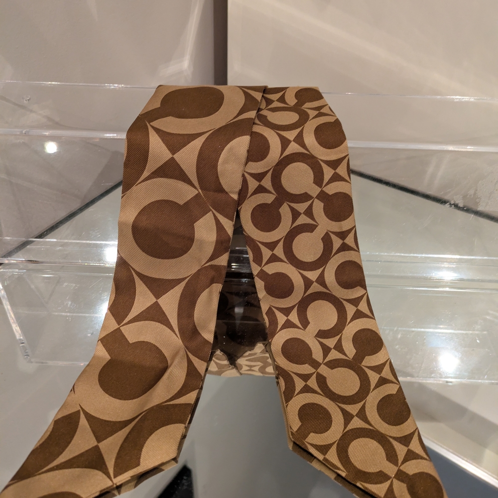 Coach Brown Geometric Silk Tie/Scarf